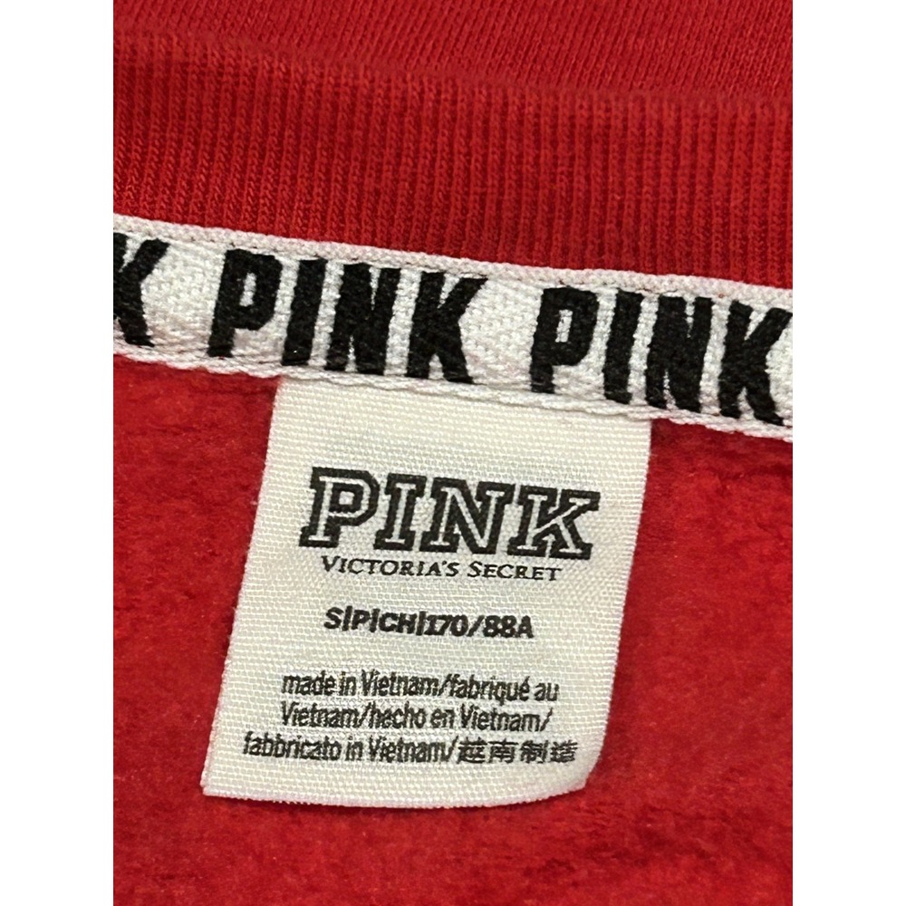 Victoria's Secret Pink Campus Lace-up Pullover Holiday Red Pepper Logo SMALL - Picture 2 of 9